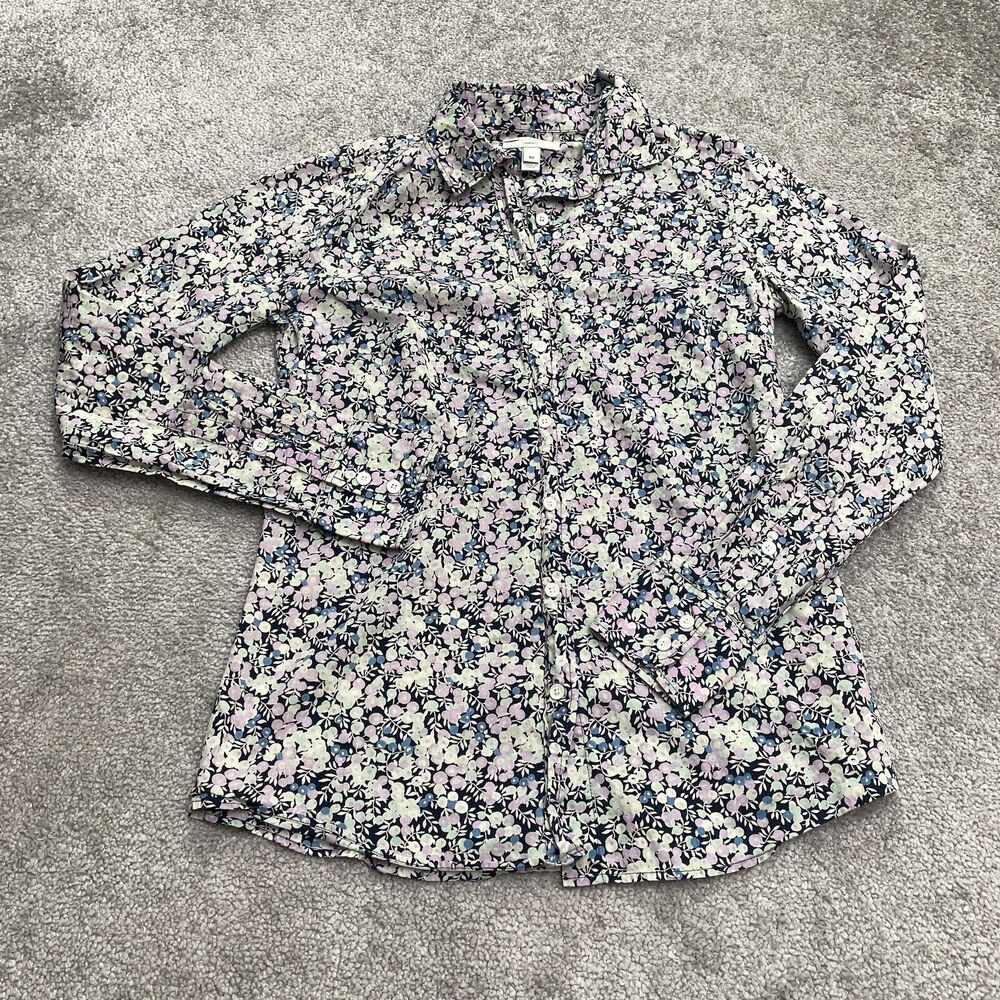 J.Crew Perfect Fit Floral Shirt Womens 00 Multicolor Button Down Long Sleeve Top